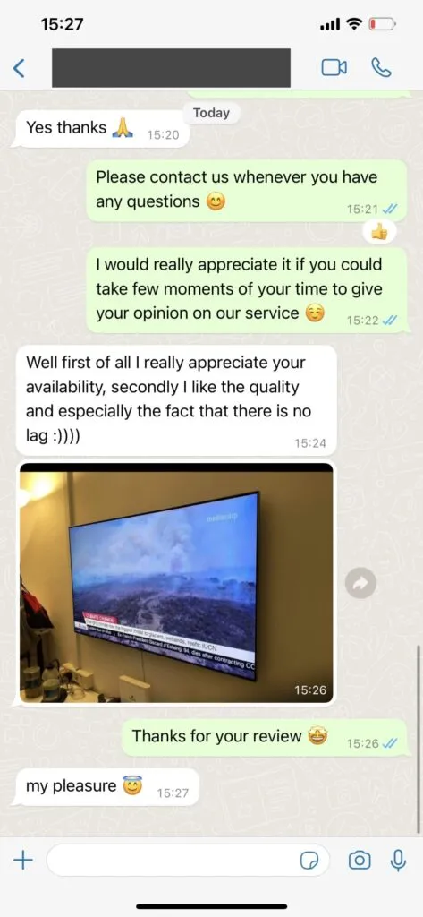 Tashan IPTV WhatsApp subscription confirmation screenshot 2